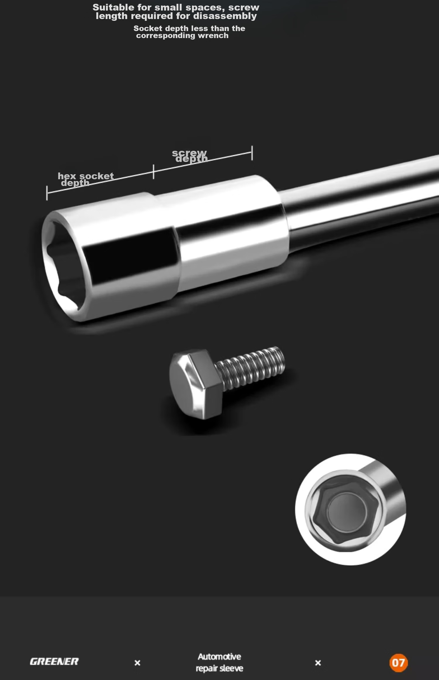 GREENER L-Shaped Household Socket Wrench Set of 3 Pieces: Hexagon/pipe/torpedo/bent head/double-headed/piercing Tire Wrench 10