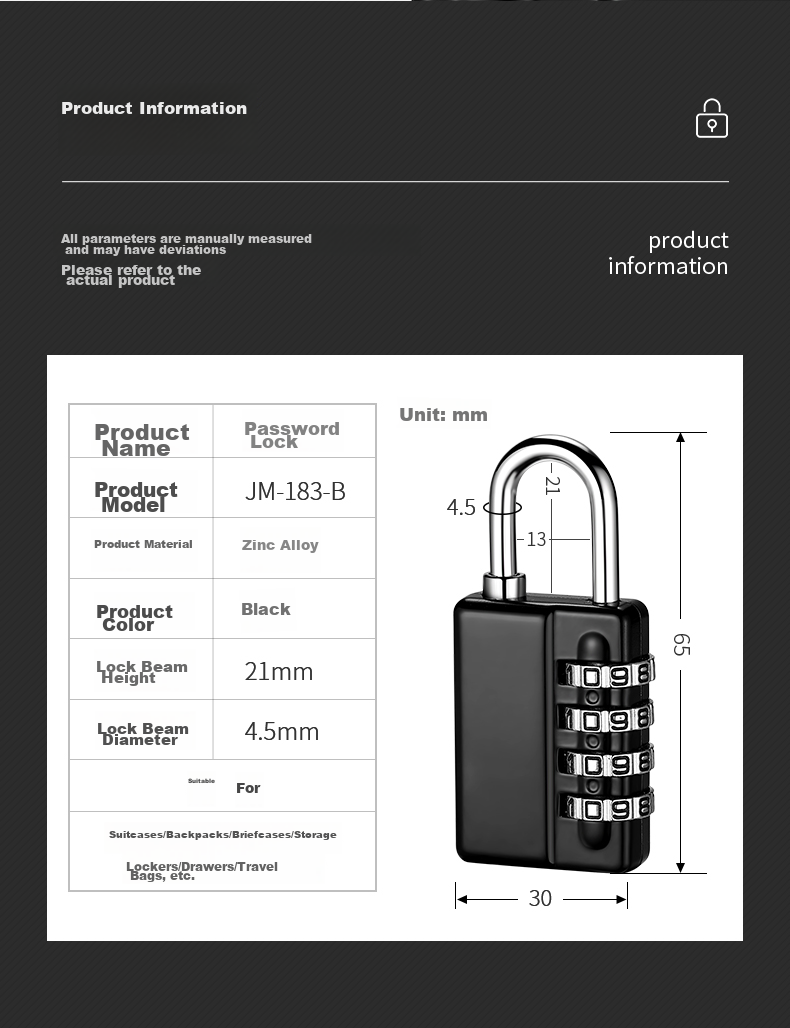 IGear Large Four-Digit Combination Padlock Storage Cabinet Anti-Rust Lock Gym Dormitory Door Lock Toolbox Lock with Security Key 5