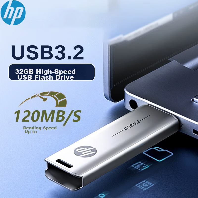 HP 32GB USB3.2 Flash Drive X796W, High-Speed Read And Write, Multifunctional for Study And Office, Computer And Car Metal USB Drive
