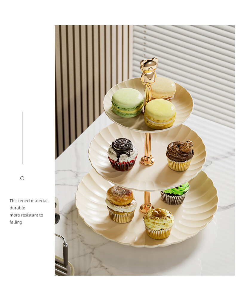 YIJUKE [3-Tier] Luxury Fruit Plate, Living Room Coffee Table Snack Tray, Candy Dish, Dried Fruit And Pastry Stand, Dessert Serving Tray 5