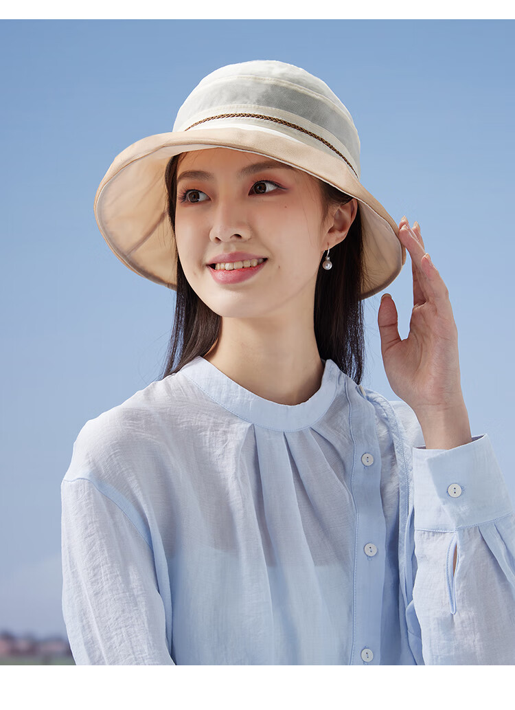 Shanghai Gushi Mulberry Silk Sun Hat for Women, French-Style Wide Brim Sunhat, Breathable Simple UV Protection Pure Silk Fisherman Hat, Mother's Day Gift 6