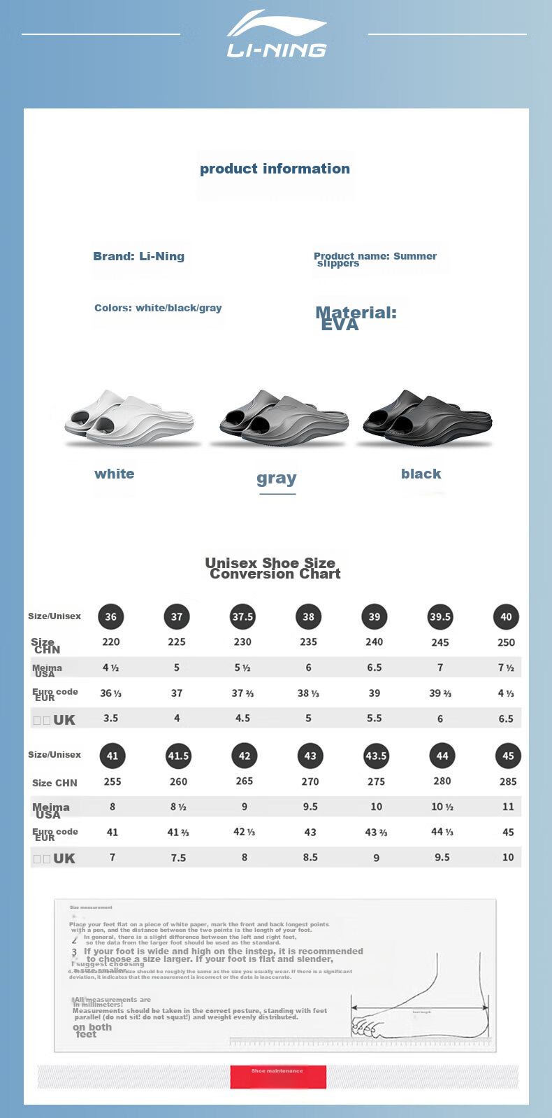 Li-Ning Sports Slippers for Men And Women, All-Season Couple's Slide Sandals, Home Bath Beach Non-Slip Odor-Resistant Outdoor Slippers 11