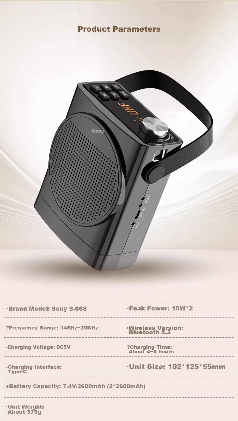 Soaiy S638 Mini Megaphone for Teachers, 18W Power, Smart Anti-Loudness, Built-In 300s Recording, Bluetooth Speaker, Teaching Guide, Shopping Assistant, Public Address System, Type-C, Black 20