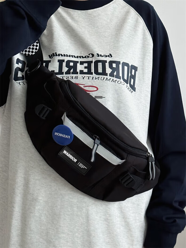 Huili Crossbody Bag for Men, Harajuku Workwear Style Sports Waist Pack, New Hong Kong Style Versatile Casual Student Cycling Shoulder Chest Bag for Wome 3