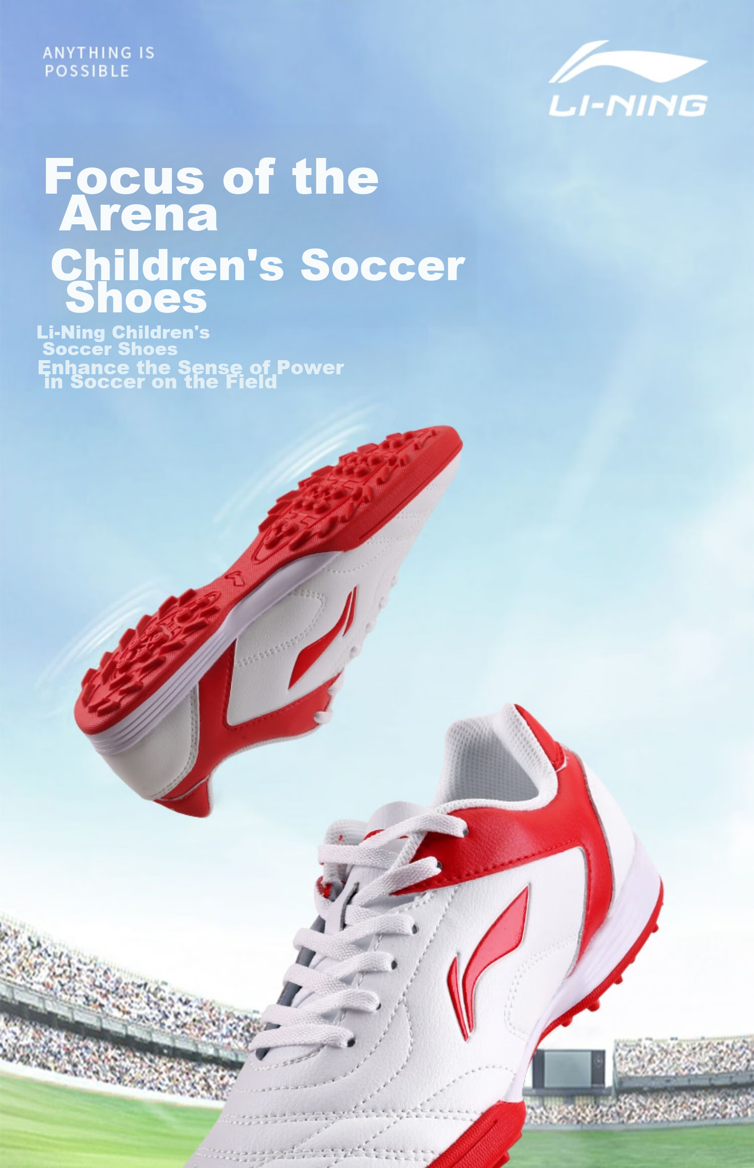 Li-Ning Soccer Shoes, TF Turf Cleats, for Men, Women, Adults, Children, Teenagers, Professional Training Shoes, Middle School Entrance Exam, Summer Breathable Cleats 1