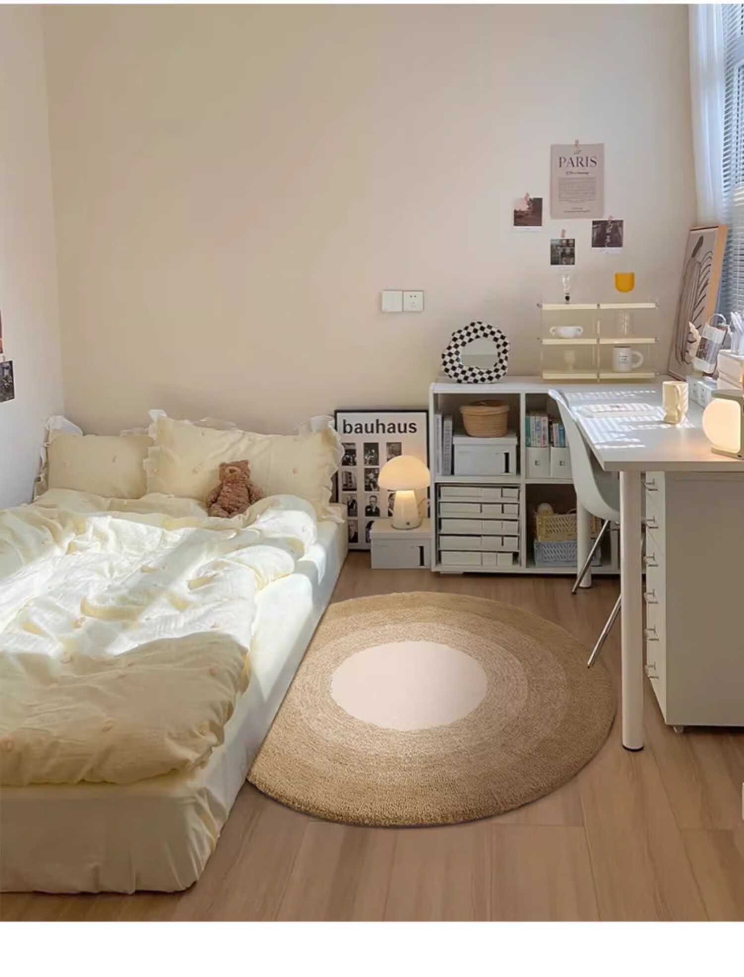 Keecy Non-Slip Round Carpet, Bedroom Ins Style Nordic Simple Living Room Coffee Table Bedside Rug Dressing Table Rug 11