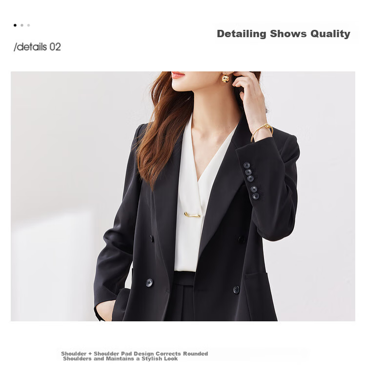 Sentubila Formal Professional Suit Set for Women, Spring And Autumn Elegant Blazer Jacket with Cropped Pants Two-Piece Set, Black, Size S 6