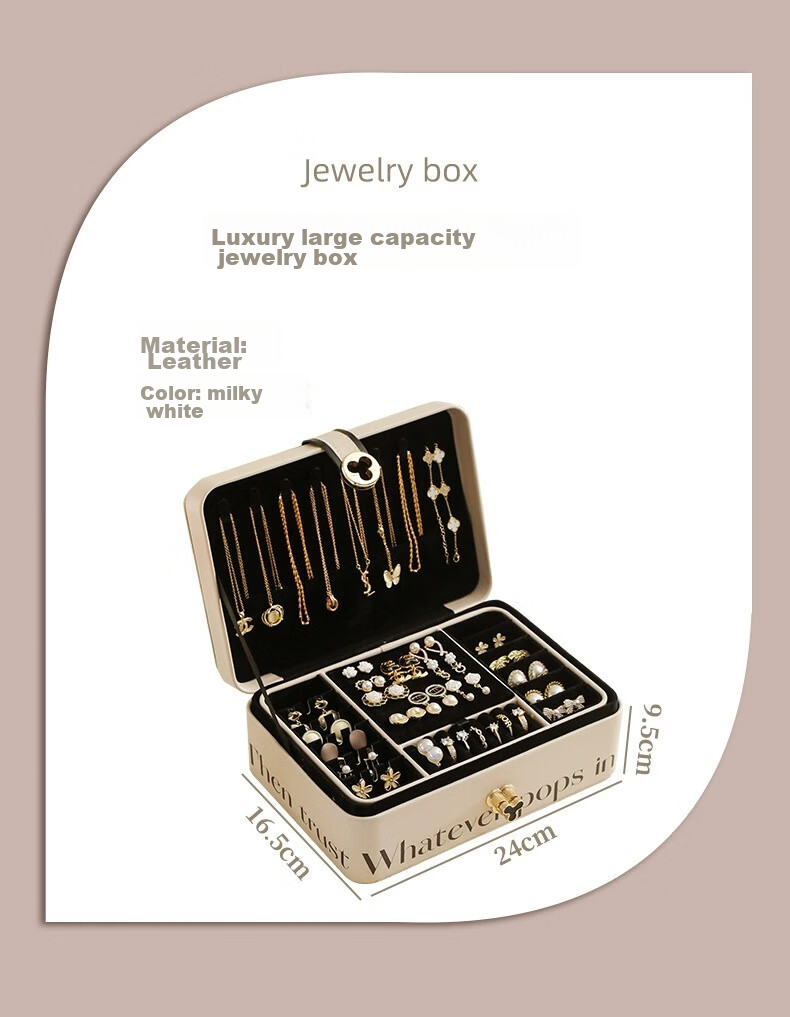 Fanyejia Luxury Large Capacity Lockable Jewelry Box for Necklaces, Rings, Watches, Gold, 3-Layer Organizer Gift Box 13