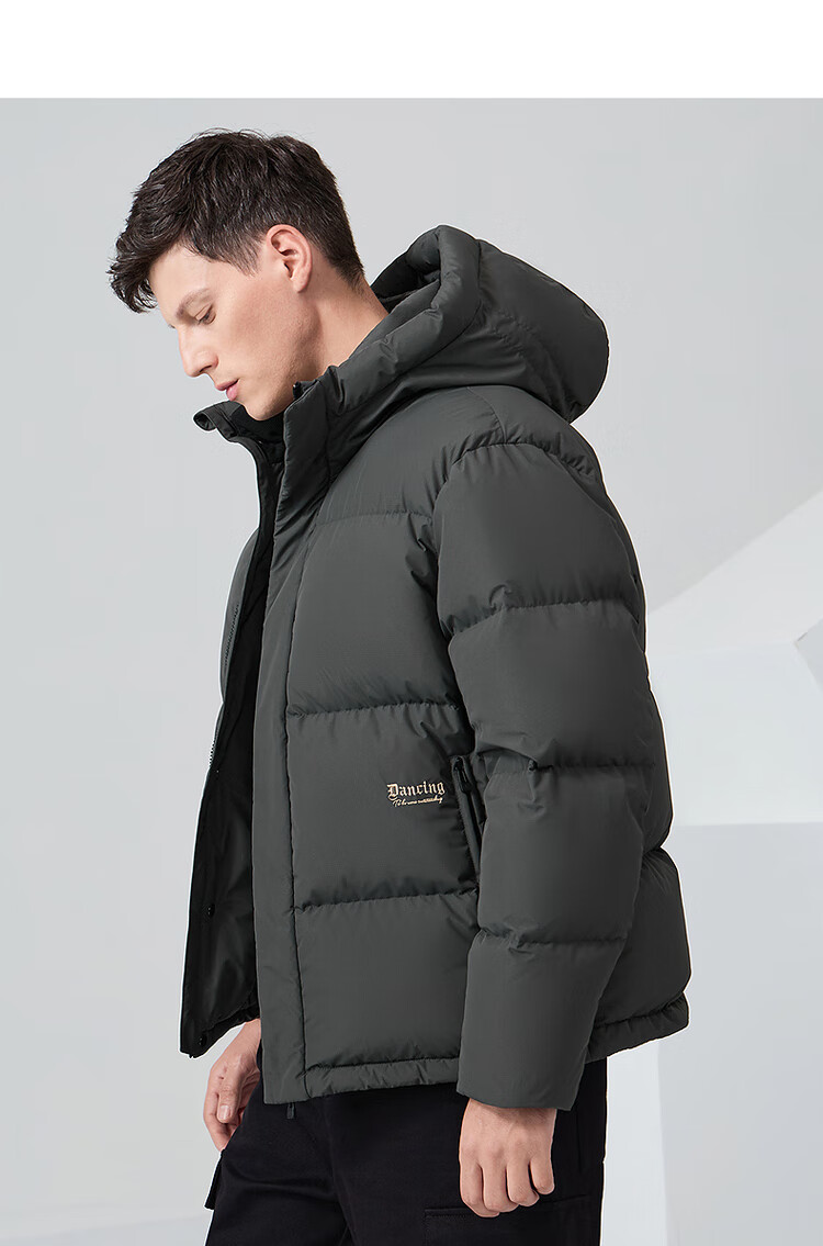 DANCING WOLVES [Black Graphene + 90% Duck Down] Winter Hooded Thick Warm Men's down Jacket, Style 001 Black, Size 180 16