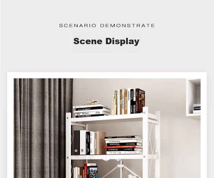 Yicainianhua Floor-Standing Bookshelf for Living Room, No Installation Required, Movable Folding Iron Art Bookcase, Book Storage Rack 6060 14