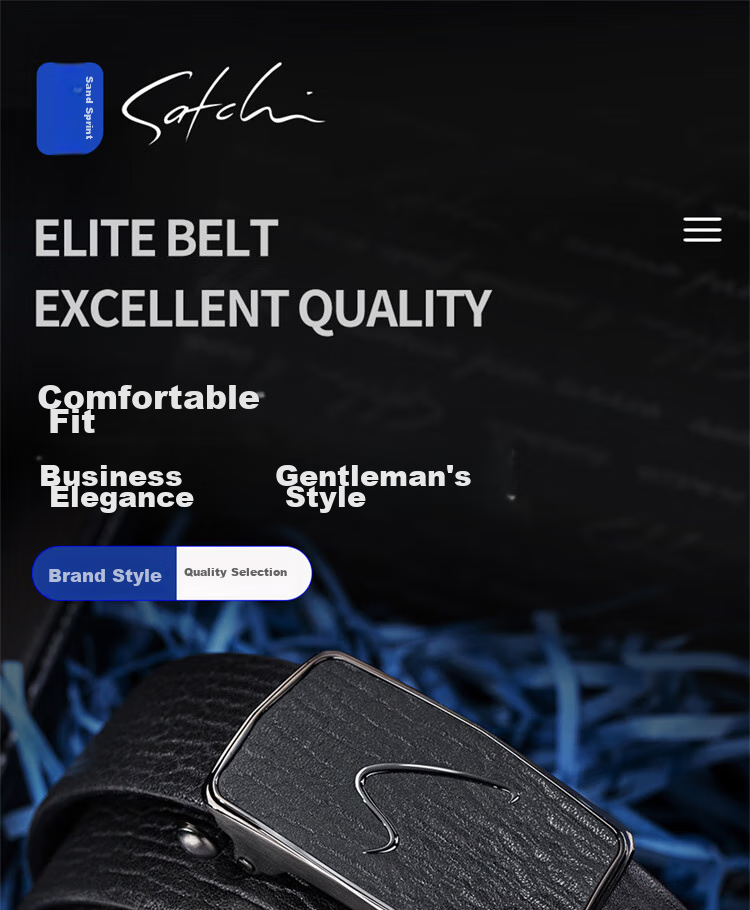 SATCHI Men's Belt, Business Light Luxury, Inner Wear Automatic Buckle, Top-Grain Leather Waistband, Gift for Boyfriend Or Husband, Gift Box 115 1