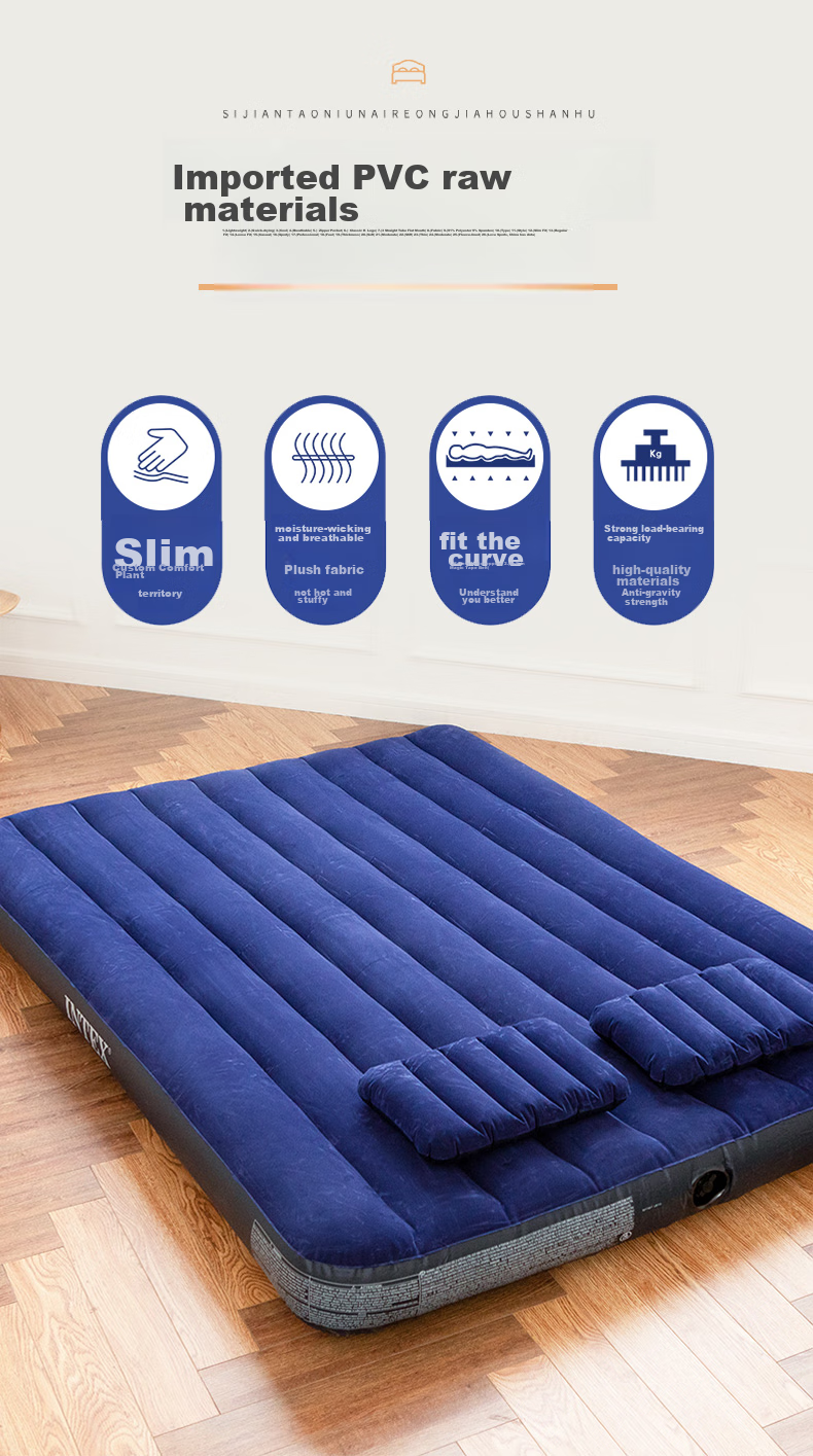 INTEX Inflatable Mattress, Floor Sleeping Air Bed, Outdoor Camping Moisture-Proof Mat, Home Use Double Folding Bed, 64759N 6