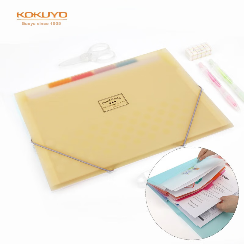 KOKUYO A4 Accordion File Folder, Light Color Cookie Style Student Thin Document Organizer with Elastic Band, 6 Layers 7 Pockets Yellow 1 Piece WSG-DFC70Y3C Digital Full Network Low Price