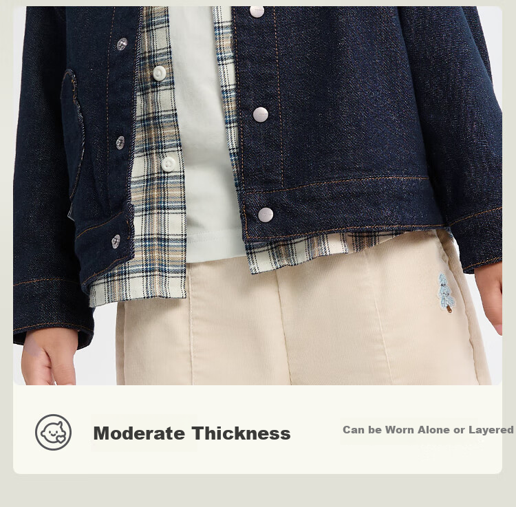 BALABALA BalaOne Baby Denim Jacket, Cute Bear Pattern, Boys' Autumn Outerwear, Versatile, 208325105105 2
