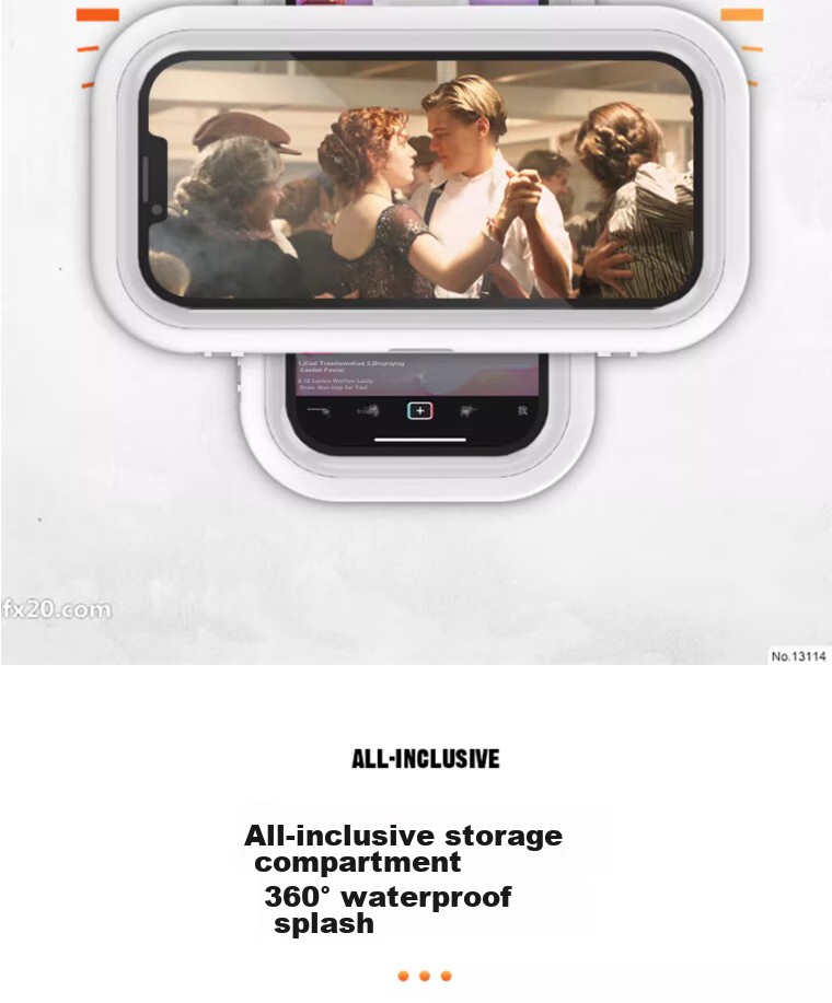 Jiashigao Bathroom Phone Holder, Waterproof Wall-Mounted Storage Box for Toilet, Shower, And TV Binge-Watching 6