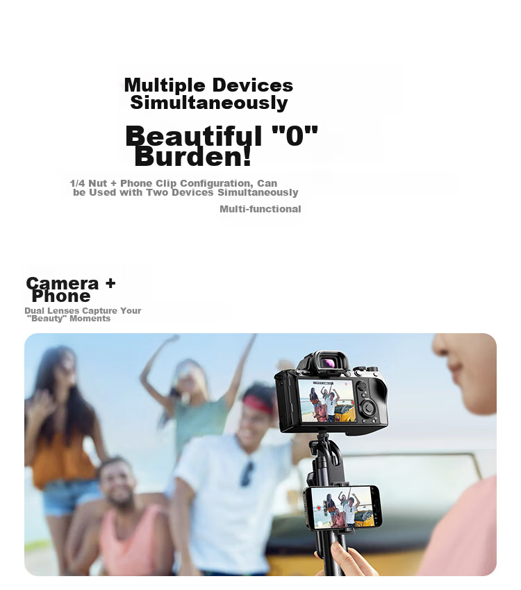 UGREEN Selfie Stick Tripod, Handheld Phone Stand, 1.85 Meters Floor-Standing Bracket, Handheld Anti-Shake Selfie Gimbal, 360° Rotation, Multifunctional Portable Aluminum Alloy, Suitable for Apple 18 Xiaomi 19