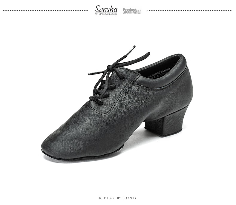 Sansha Ballroom Dance Soft-Soled Indoor Dance Shoes Latin Dance Shoes for Adult Women, National Standard, Black, Size 39 9