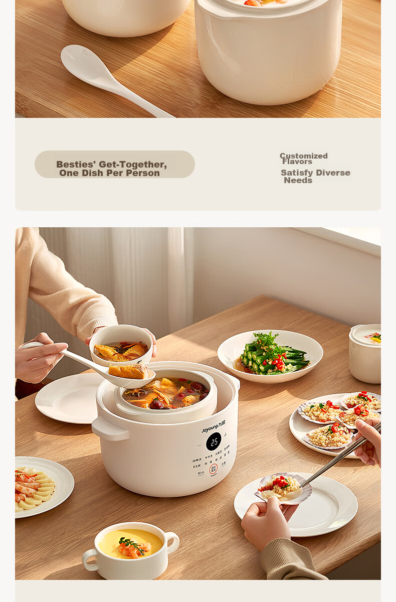Joyoung Electric Stew Pot, Double Boiler, Multi-Functional Pot, Baby Food Cooker, Soup Pot, Bird's Nest Stew Pot, Soup Stew Pot, Steamer, One Pot with Three Inner Pots GD187 10