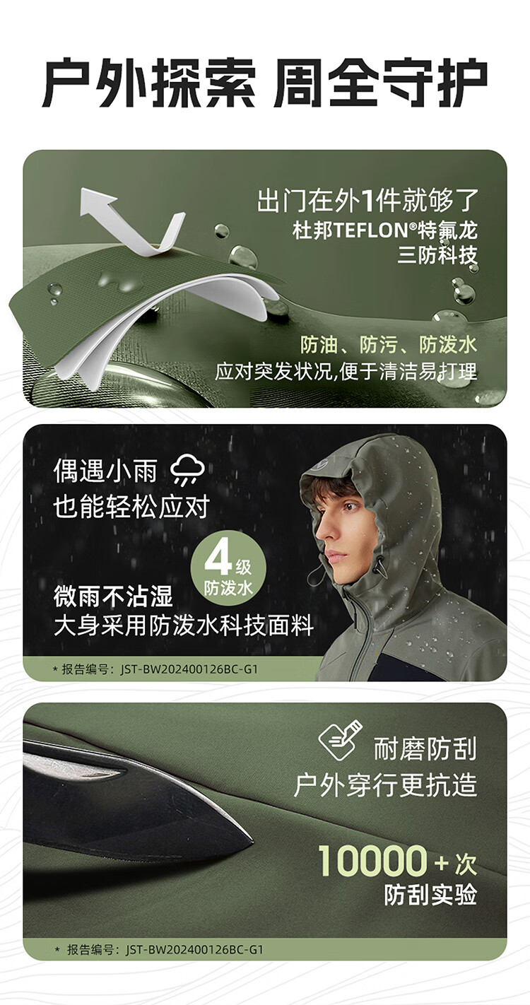 NORTHLAND [Baihulin] Outdoor Men's Windproof And Water-Resistant Soft Shell Jacket for Hiking And Mountaineering, Triple Protection Oil-Proof And Stain-Resistant Coat 4