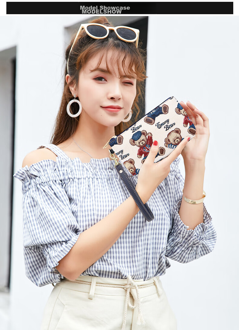 Xiaoxiongyilian Ladies' Clutch Bag, Makeup Bag, Fashionable Multifunctional Phone Purse, Canvas Handbag, Key Pouch, Christmas Gift 3