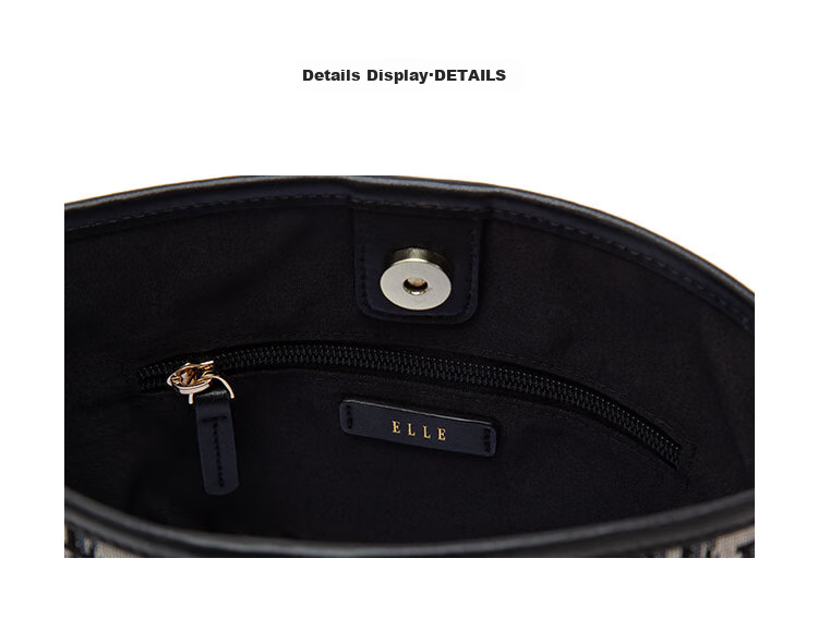 ELLE New Women's Handbag, Monogram Bucket Bag, Tote Bag, Commuter Shoulder Bag, Underarm Bag, Birthday Gift, 23025 9
