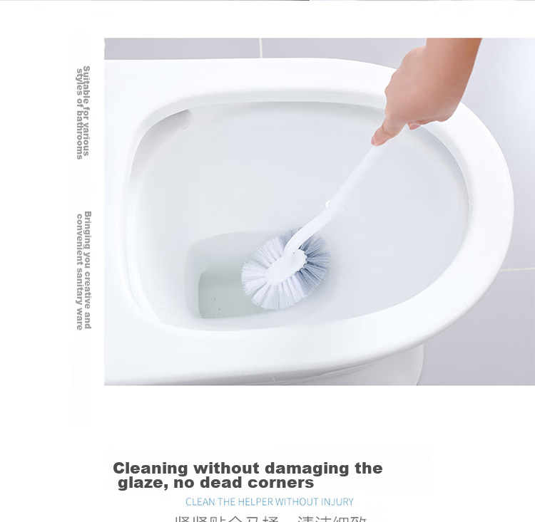 FOOJO Toilet Brush Set of 2, Gray, No Dead Angle, Long Handle Cleaning Brush, S-Shaped Toilet Brush, Wall-Mounted 5
