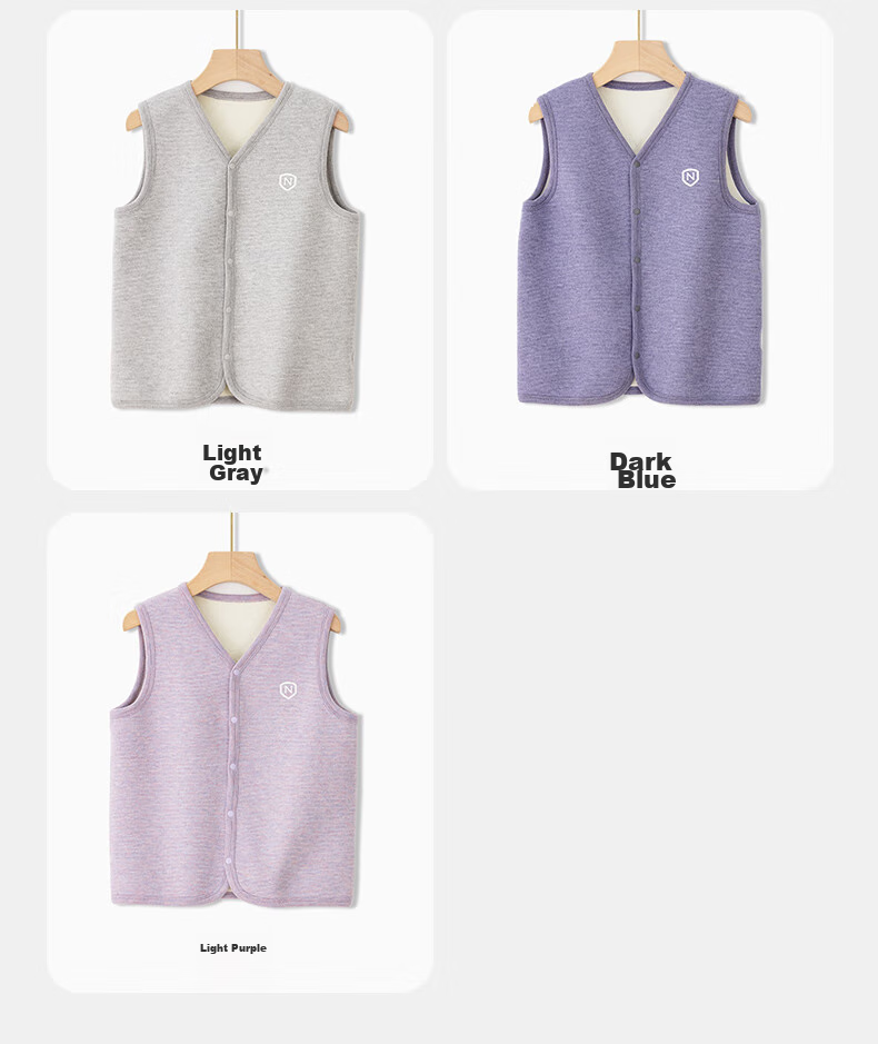 NUBIWU Children's Vest, Boys' Inner Wear Warm Waistcoat, New Fleece-Lined Girls' Autumn And Winter Style Vest, Boys' Spring And Autumn Sleeveless Jacket 25