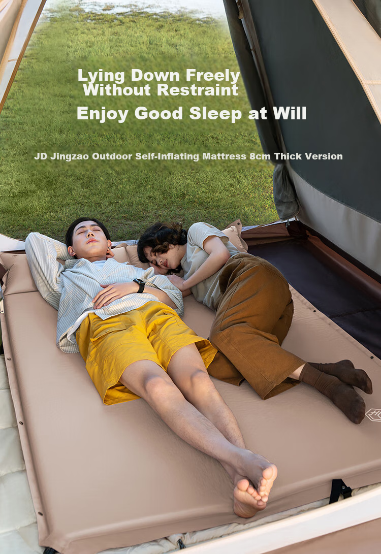 JD Original Automatic Inflatable Mattress, Outdoor Camping Mat, Moisture-Proof Pad, Air Mattress, Floor Mat for Sleeping, Air Bed, Double Size, 8cm Thick 2