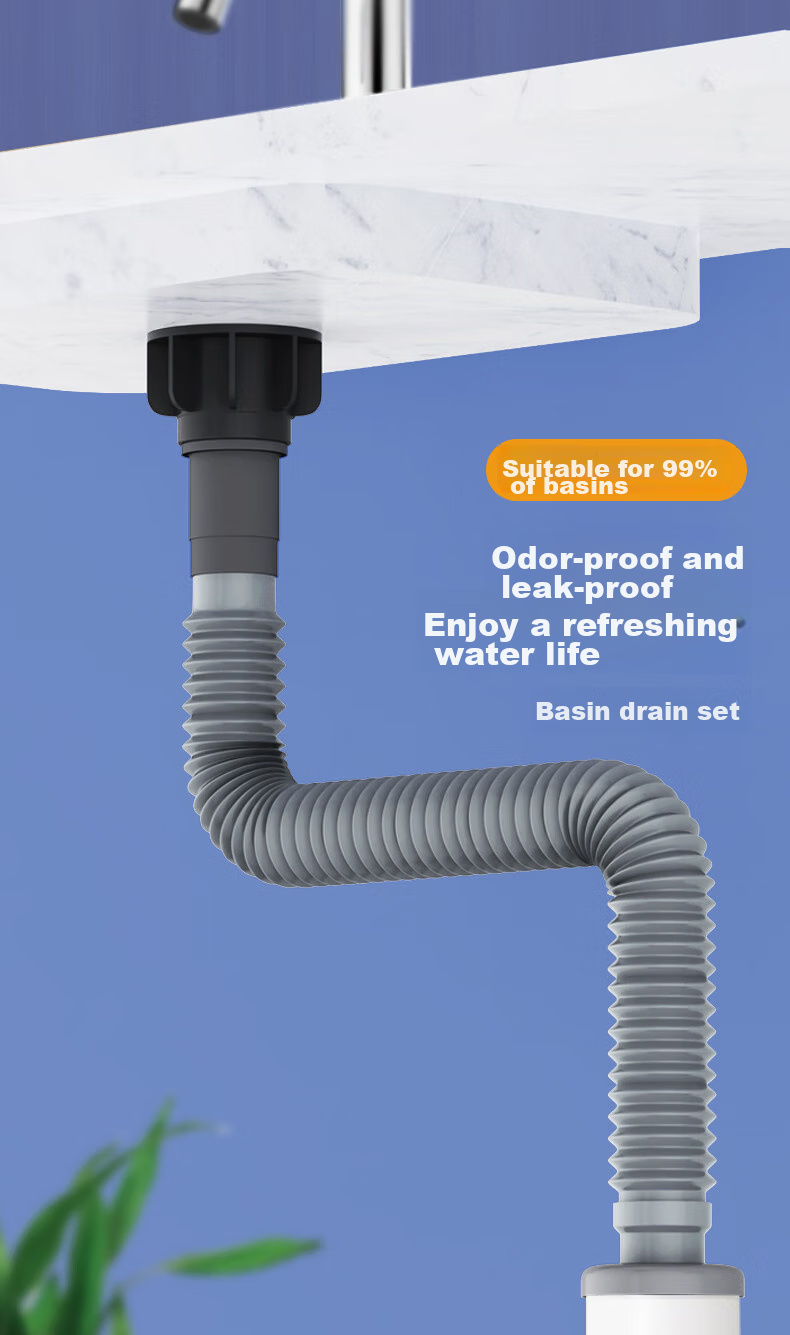 KEGOO Sink Drain Pipe, Washbasin Flip-Down Drain Kit, Horizontal Drainage System for Washbasins, Anti-Insect And Odor Prevention K5042 1