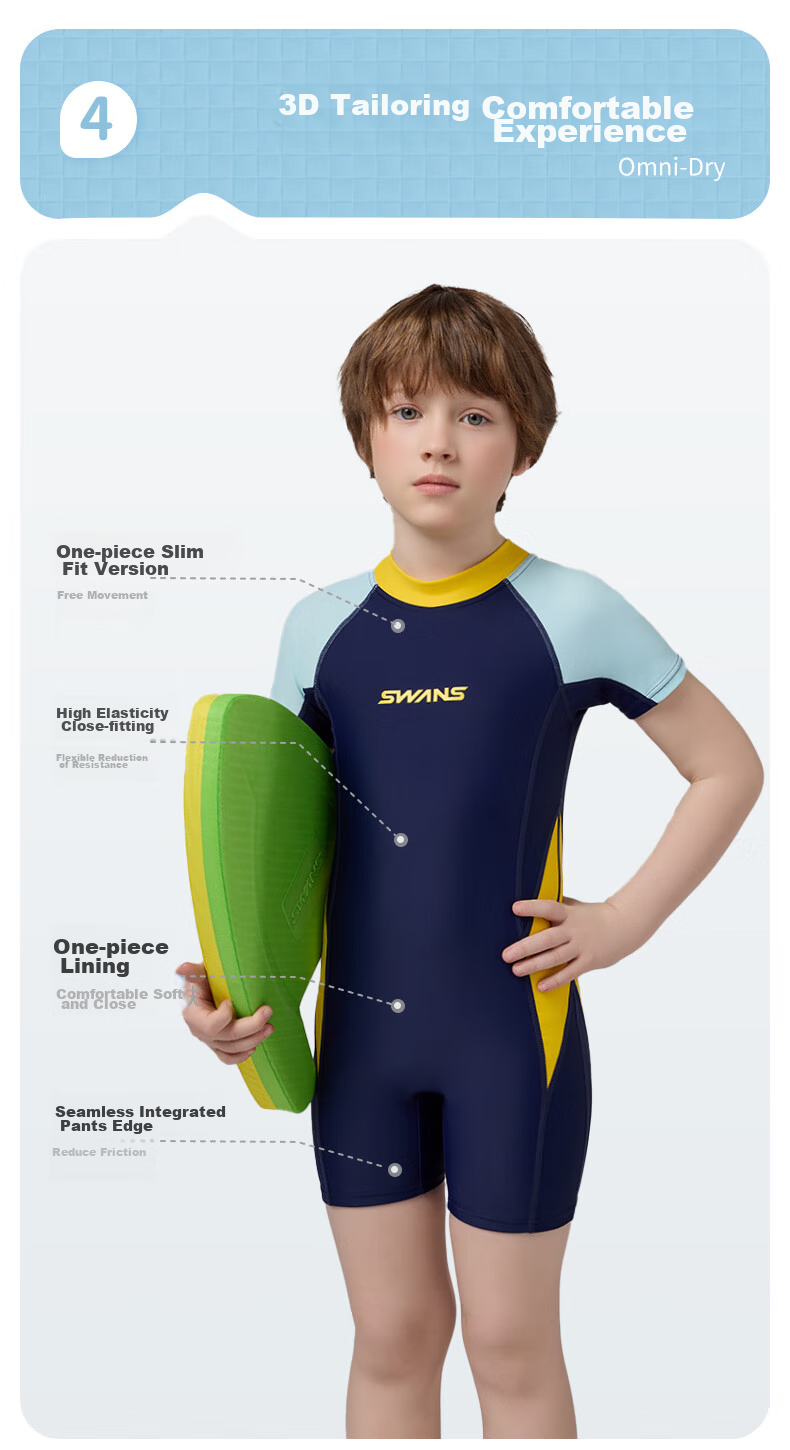 SWANS Children's Swimsuit, Boys' One-Piece Square-Leg Swimwear, Surfing Suit for Older Kids And Toddlers, Swimming Trunks, Size 140 9