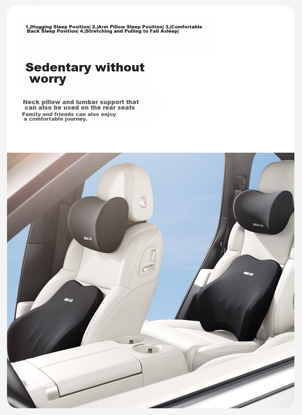 GREAT LIFE Car Headrest And Lumbar Support Set with Memory Foam Neck Pillow And Waist Cushion, In-Car Neck Protection And Lumbar Support Pad 9