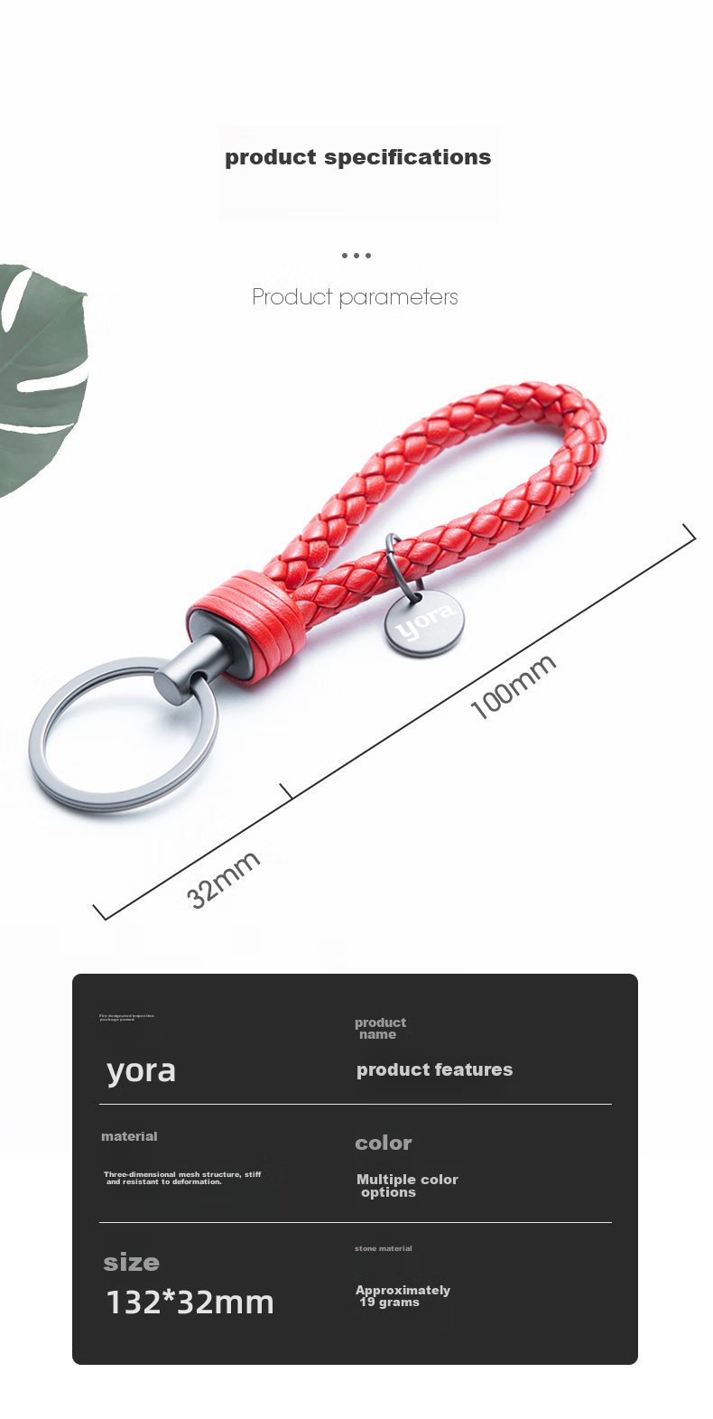 YORA Black Knitted Car Key Chain, Personalized Creative Car Key Pendant, High-Quality Leather Key Ring for Men And Wome 5