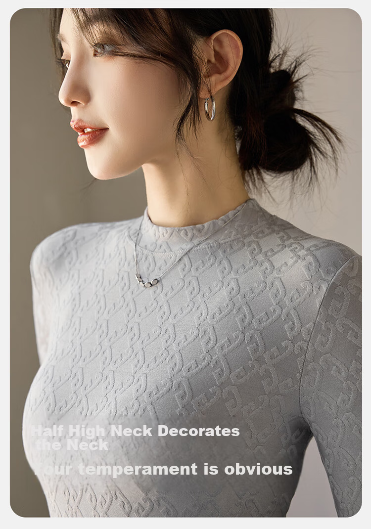 LangSha Base Layer T-Shirt for Spring And Summer, Thin Fit, Waist-Cinching, Women's Warm Black And White Slimming Round Neck Undershirt, Long-Sleeve Top 8