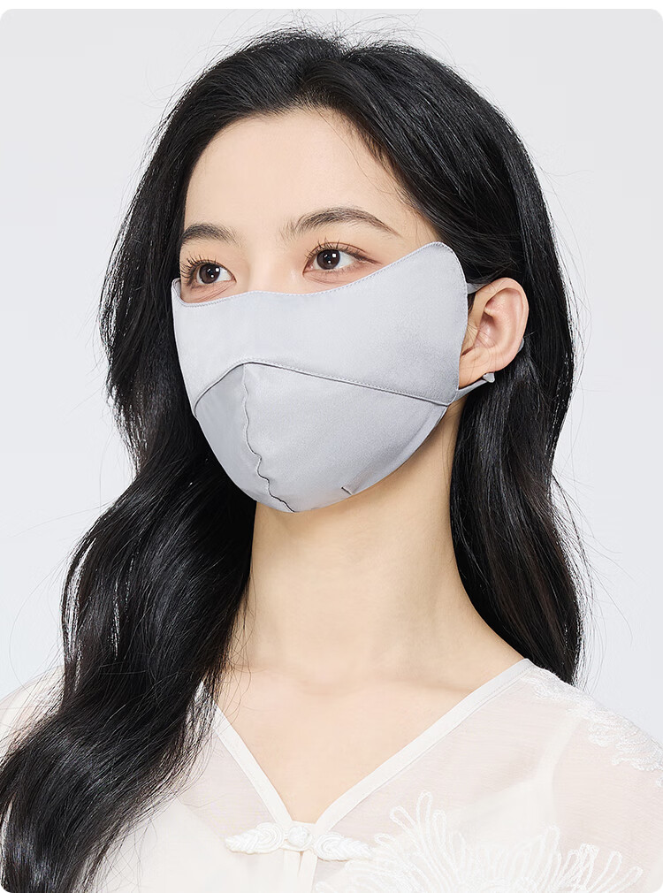 JIUMU Silk Sun Protection Face Mask for Women, Summer Driving UV Protection, Breathable Full-Face Mulberry Silk Sunshade Mask 16