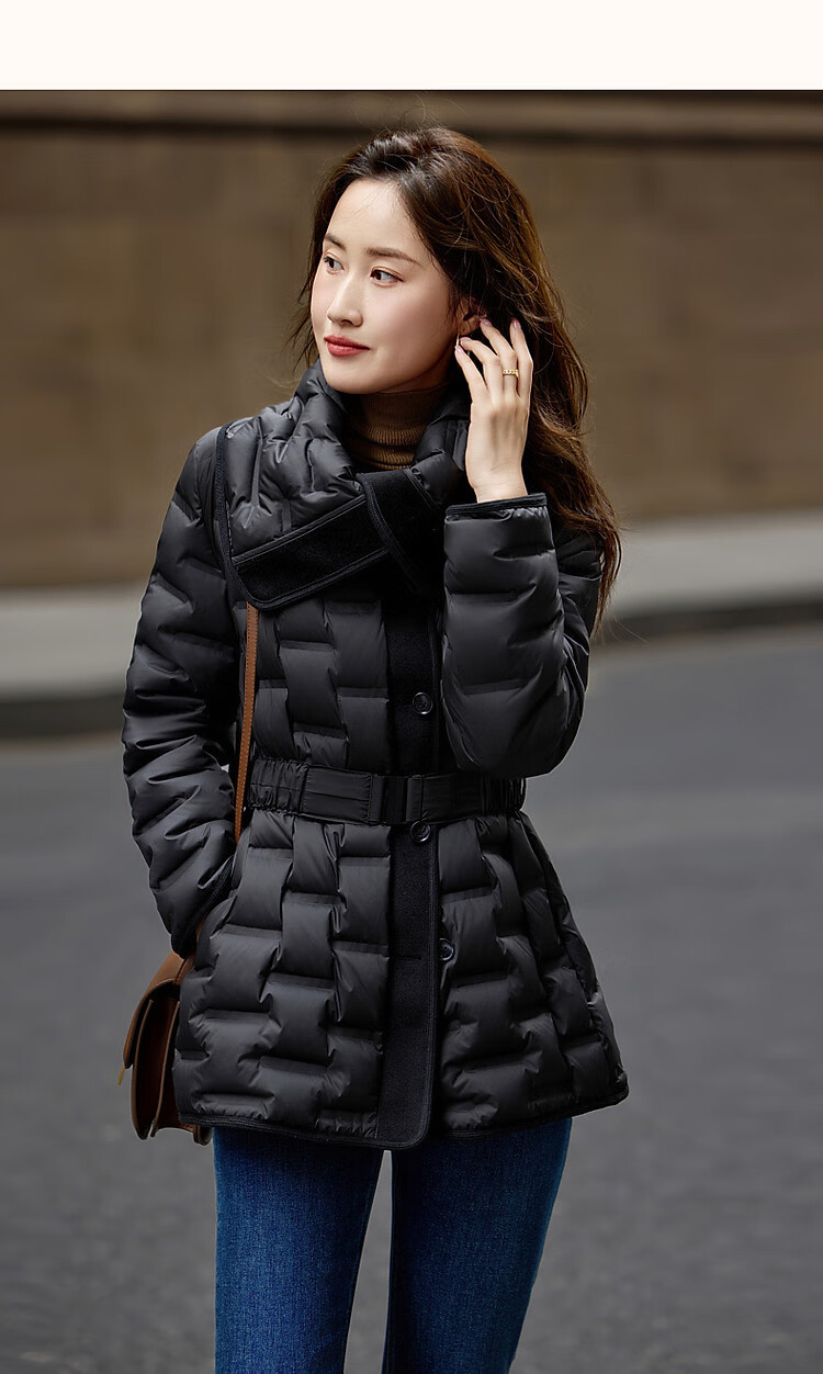 Dme [Black Pearl Edition Slim Waist] Winter Lightweight High Warmth 90% Duck Down Elastic Waistband Short Women's down Jacket 11