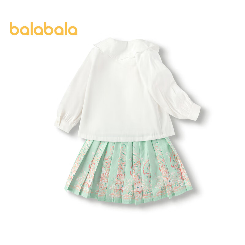 BALABALA Girls' Horse-Face Skirt Children's Outfit, Spring 2025 Embroidered Shirt Short Skirt New Year's Outfit, 208125104005