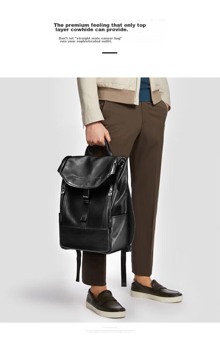 BVP Genuine Leather Backpack for Men, Top-Grain Cowhide Business Bag, British Style Fashion Laptop Bag, Birthday Gift 7