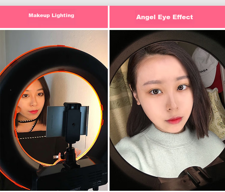 Hakutatz 55cm Live Streaming Fill Light, Beauty Enhancing, Skin Softening, Face Slimming LED Ring Light, TikTok Influencer Photography Lighting Equipment, Floor-Standing, Professional Photography Use 12