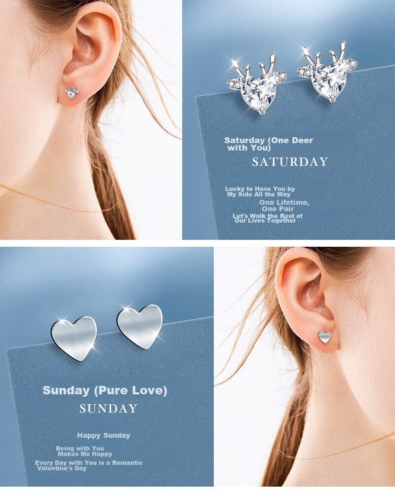 N2it Silver Needle Weekly Earrings Gift Box Set for Women, Ear Piercing Care Kit, Birthday Gift for Girlfriend Or Wife, Practical Present 10