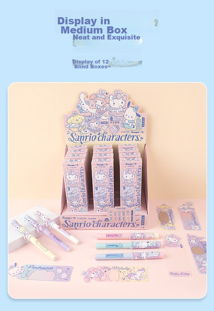 GuangBo & Sanrio Fountain Pen, Beginner's Calligraphy Practice F-Nib Hard Pen, Elementary School Student Gift, Third Grade Posture-Correcting Signature Pen, Random Pattern, KT82187-H 9