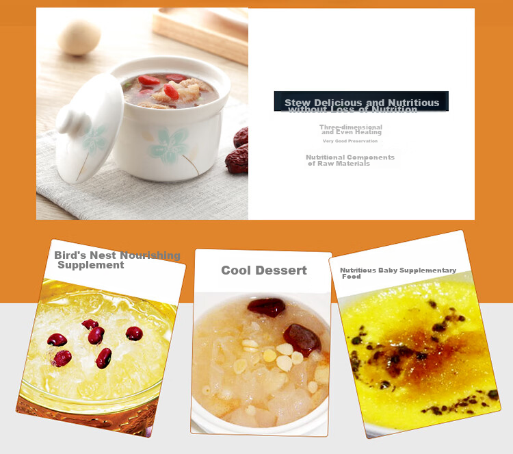 Remec Jin Yurui Mei Remec Stew Pot, Soup Bowl, Bird's Nest Soup Cup, 1 Piece, 250ML 9