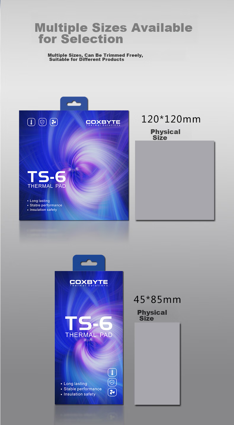 COXBYTE Thermal Pad TS-6 for Desktop Graphics Card, Laptop RAM, M2 SSD Hard Drive Cooling Silicone Pad 85*45*0.5mm 4