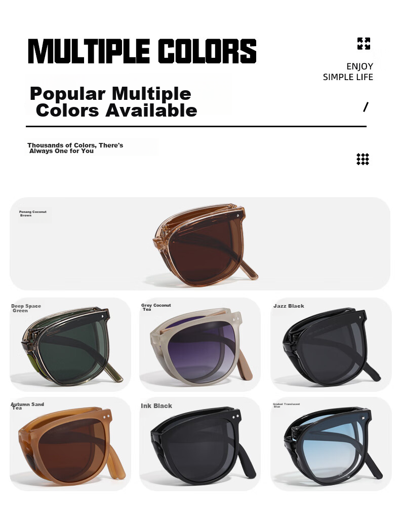LESCA LUNETIER 2026 Ultra-Light Pocket Folding Sunglasses for Women, High-End UV Protection Polarized Glasses, Jazz Black 8