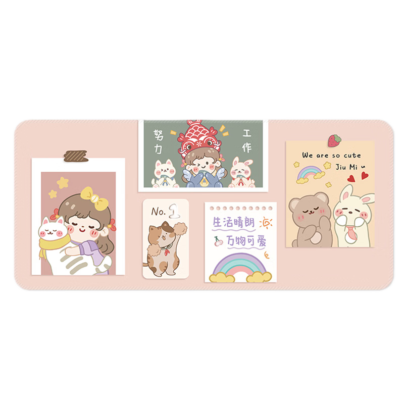 Juyingfeng Gaming And Office Keyboard Pad, Portable Desk Mat, Large Size, Chinese Style, Computer Desk Mat, Student Dormitory Precision Lock Edge Table Mat, 800*300*3mm, Everything Is Cute