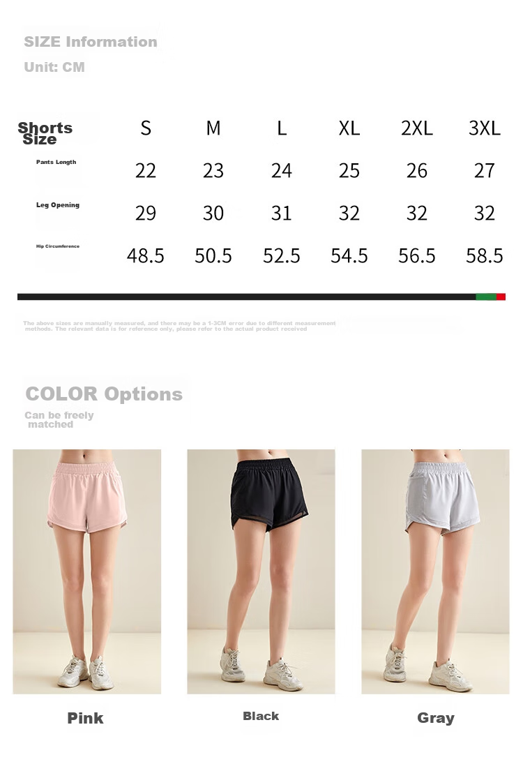 Fandimu Women's Sports Shorts, Spring And Summer Fitness Yoga Pants, Breathable Two-Piece Look Cycling Running Shorts, Summer Miracle Shorts 8
