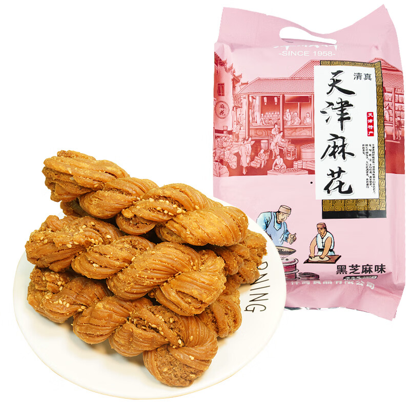 津顺祥 天津特产夹馅大麻花（黑芝麻味）400g/袋