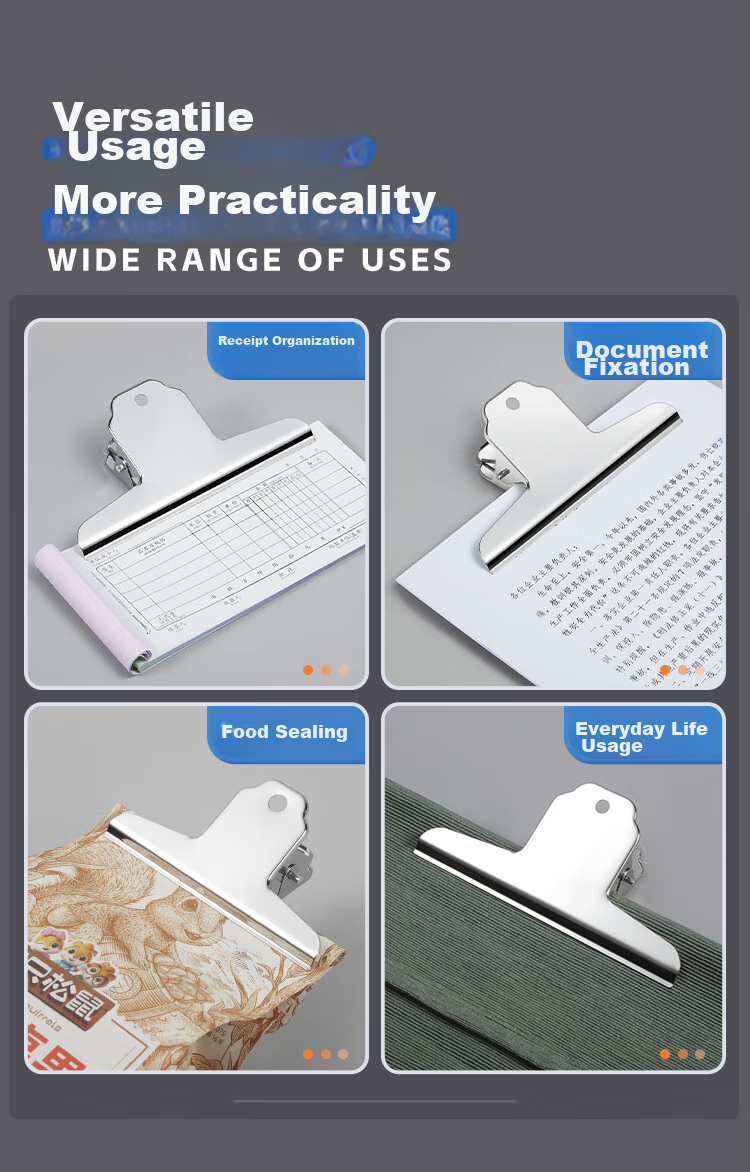 Kingdee 4 Pieces of 76mm Iron Ticket Clips, Mountain-Shaped Document Clips, Financial Bill Clips, Clipboard Clips, Metal Bill File Clips, Office Supplies, 4 Pieces/pack 6