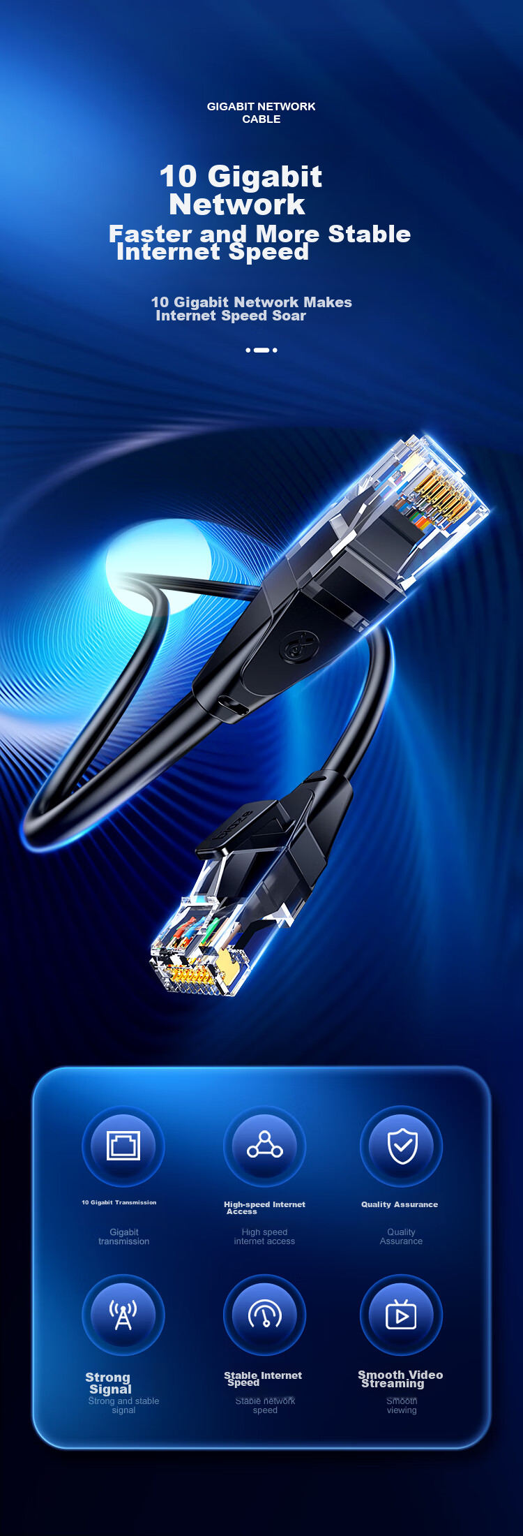 BIAZE CAT6 Ethernet Cable, 3 Meters, Gigabit And Fast Broadband Cable, CAT6 Network Engineering Home Computer Monitoring Patch Cord, Unshielded 8-Core Twisted Pair Finished Cable 3