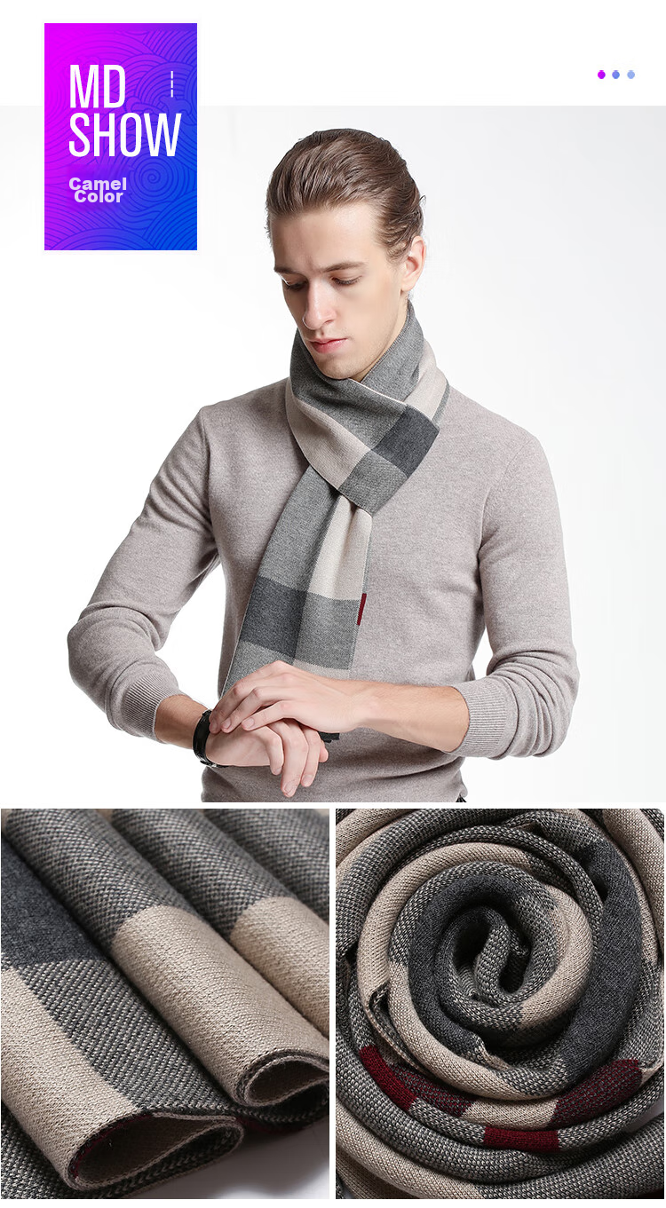 TUCANO Pure Wool Scarf for Men, Winter High-End Neck Warmer, Luxurious Gift for Men And Fathers, New Year Birthday Gift Box 9