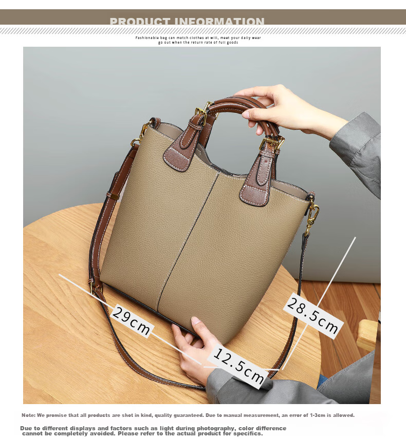 Viney Leather Handbag, Large Capacity Bucket Bag for Women, Luxury Tote Bag, Practical Birthday And Mother's Day Gift for Mom 2